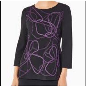 Ming Wang soutache stretch knit tunic top MP